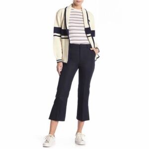 FRAME Dark Navy Blue Side Ankle Slit Kick Crop Mini Flare Trouser Pants Size 6